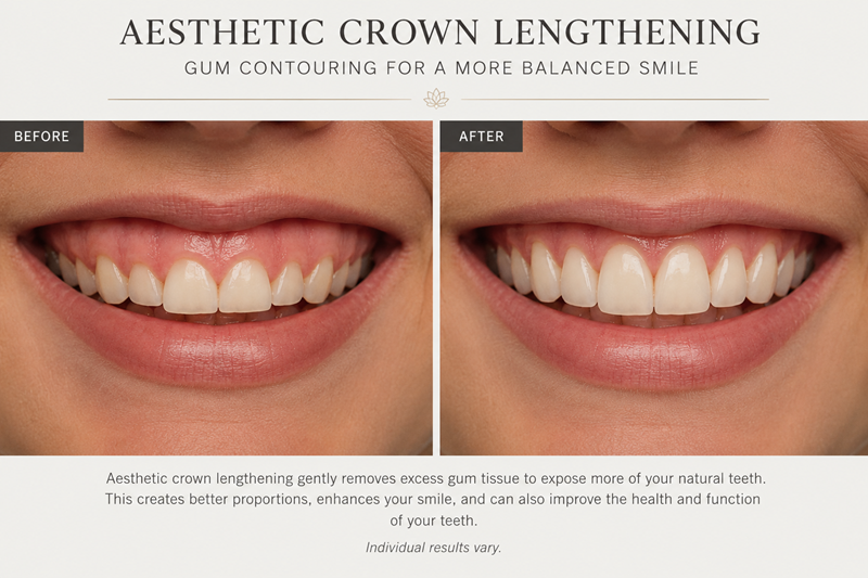 Before and After of Crown Lengthening & Gum Contouring